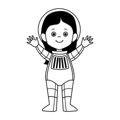 cartoon woman astronaut icon, flat design