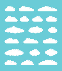 White flat vector simple clouds icons set