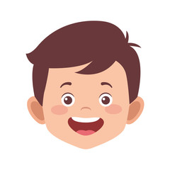 cute boy smiling icon, flat design