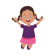 happy girl jumping icon, flat design