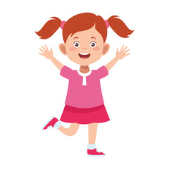cartoon cute girl excited icon