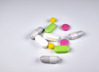 pills on white background