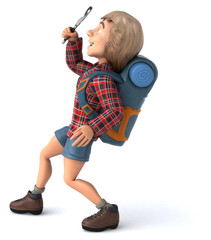 Man solo traveling backpacker - 3D Illustration
