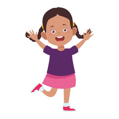 cartoon excited girl icon, flat design