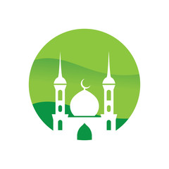 Moslem mosque icon vector Illustration design template logo