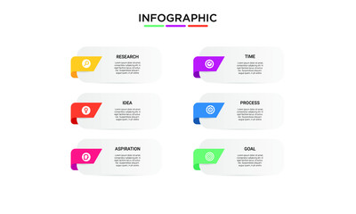 vector step Infographic stack chart design with icons and 6 options or steps. for business concept. Can be used for presentations banner, workflow layout, process diagram, flow chart