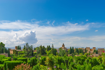 Fototapeta na wymiar Alhambra. View from the Generalife garden. UNESCO heritage site. Granada, Andalusia, Spain