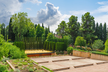 Park art. Green hedge in the gardens of the Alhambra. Granada, Spain