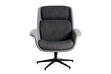 black leather armchair isolated on white background