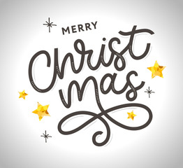Merry Christmas gold glittering lettering design. Vector illustration EPS 10