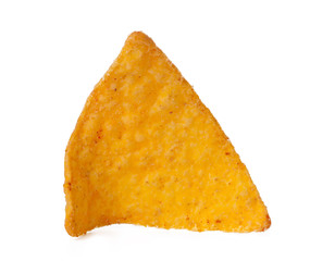 Nachos chips close up on white background