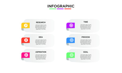 vector step Infographic stack chart design with icons and 6 options or steps. for business concept. Can be used for presentations banner, workflow layout, process diagram, flow chart