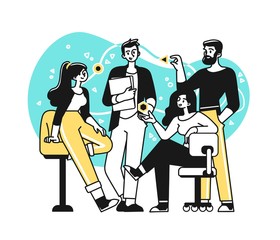 Portrait of creative confident business team standing together. Succesfull Team concept illustration. Modern outline style