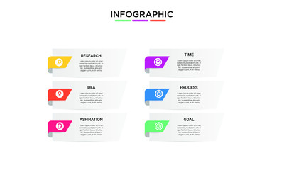 Fototapeta na wymiar vector step Infographic stack chart design with icons and 6 options or steps. for business concept. Can be used for presentations banner, workflow layout, process diagram, flow chart