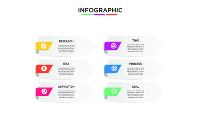 vector step Infographic stack chart design with icons and 6 options or steps. for business concept. Can be used for presentations banner, workflow layout, process diagram, flow chart