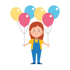 cartoon girl with colorful balloons