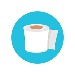 Toilet Paper isolated on blue background. Vector white toilet paper roll sign or icon
