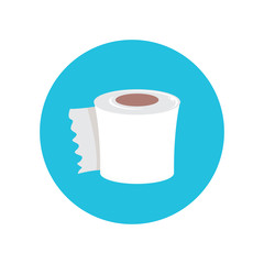 Toilet Paper isolated on blue background. Vector white toilet paper roll sign or icon