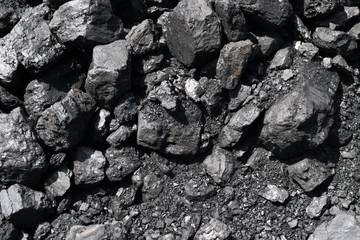 Pile of natural black hard coal or diamond coal background