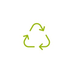 Three green arrows with. eco recycle icon. eco sign isolated on white. Vector reuse illustration.