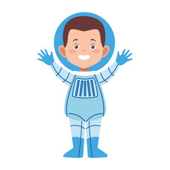 cartoon happy astronaut icon, flat design