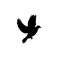 Simple bird silhouette isolated on white background. Vector illustration. Flat Icon.