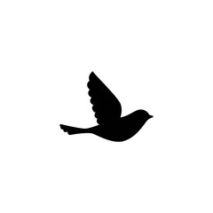 Simple bird silhouette isolated on white background. Vector illustration. Flat Icon.