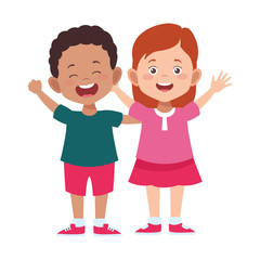 cartoon happy couple of boy and girl