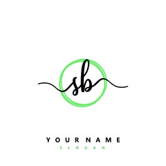 SB Initial handwriting logo vector