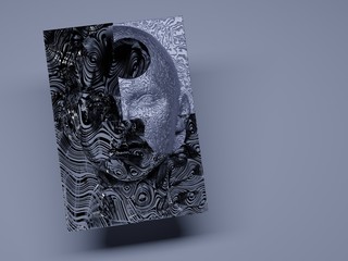 Abstract human face. 3D illustration of a head. Artificial intelligence concept. - Illustration