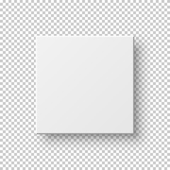 White realistic square on transparent backdrop