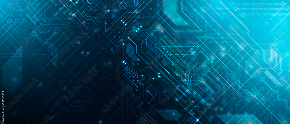 Poster Abstract circuit board futuristic technology processing background