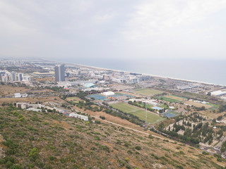 Fototapeta na wymiar Israel, Haifa Southern District. Aerial panoramic view on a cloudy day.