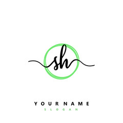 SH Initial handwriting logo vector