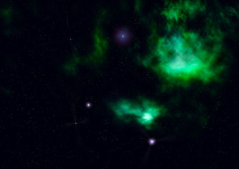 Star field in space and a nebulae. 3D rendering