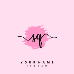 SQ Initial handwriting logo vector