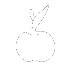 Apple icon one line drawing, vector illustration