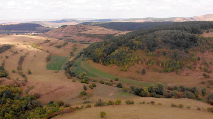 Obraz premium Eurpoean Green Mountains Landsacpe Aerial view, Romania