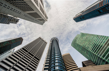 Fototapeta na wymiar Skyscrapers in Singapore business district