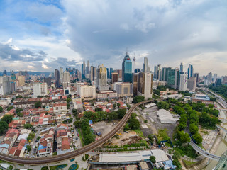 Fototapeta premium KUALA LUMPUR, MALAYSIA - October 27, 2019; Cityscape of Kuala Lumpur, the capital of Malaysia. Its modern skyline is dominated by the 451m tall Petronas Twin Towers or KLCC by locals