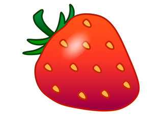 Ripe juicy red strawberry with a green leaf - vector full color picture. Berry strawberry.