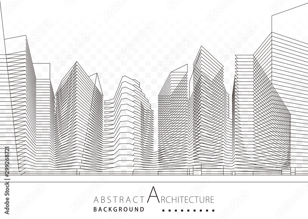 Aufkleber 3d illustration architecture building construction perspective design abstract background.