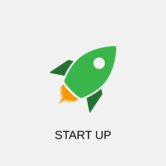 Start up icon. Start up symbol. Flat design. Stock - Vector illustration