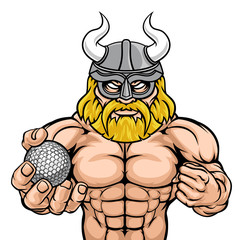 A Viking warrior gladiator golf sports mascot