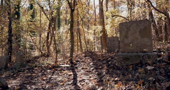 Abandoned Graveyard in Ghost Town During Autumn - Old Tombstone and Grave