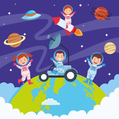 happy children day celebration with kids in the space © Jemastock