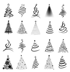 Christmas trees silhouettes