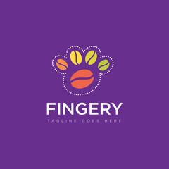 creative logo fingery, with coffee bean as fingerprint vector