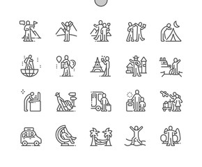 Travel People Well-crafted Pixel Perfect Vector Thin Line Icons 30 2x Grid for Web Graphics and Apps. Simple Minimal Pictogram