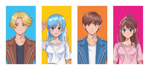 Obraz premium bundle of people hentai style characters